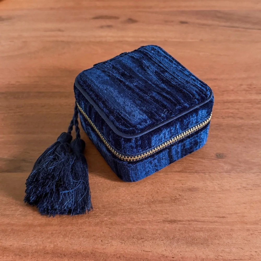 Sezane Embossed Velvet Jewelry Case